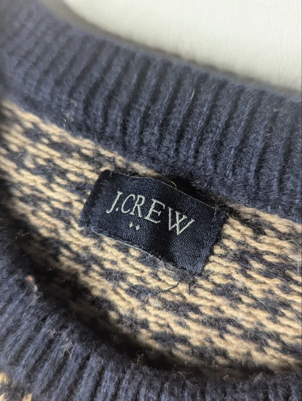 J. Crew Lambswool Blend Houndstooth Crewneck Sweater Men's Small